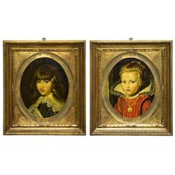 (2) Gilt Framed Hand-embellished Portrait Prints