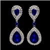 Image 1 : Rhodium Plated Blue Crystal Rhinestone Wedding Drop Dangle Earrings