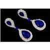 Image 3 : Rhodium Plated Blue Crystal Rhinestone Wedding Drop Dangle Earrings