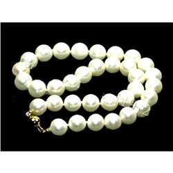 14k Gold Clasp 10-11mm White South Sea Round Pearl Necklace 18 Inch