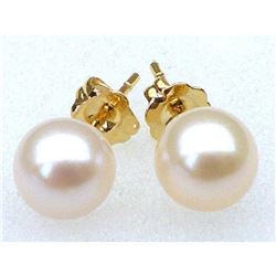 Pair Of Aaa++ Round 6.5mm White Akoya Pearls Earring
