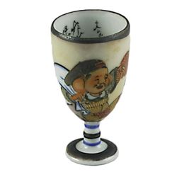 Vintage Japanese Porcelain Footed Sake Cup