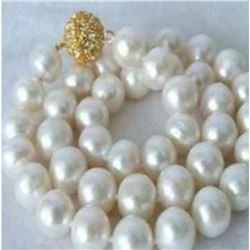 Genuine 9-10MM Natural White Akoya Cultured Pearl Necklace 18" AAA+5