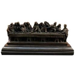 Bronze Famous Religeous THE LAST SUPPER Sculpture Marble Base Figurine