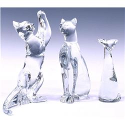 Vintage Estate Baccarat Crystal Cat Figurines