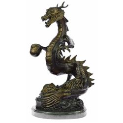 Original Limited Edition Signed Dragon by Thomas Bronze Sculpture Marble Base Statue