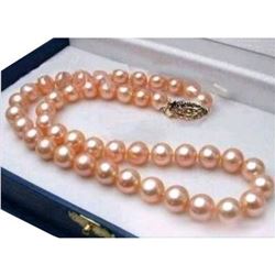 10-11mm Natural Pink Natural South Sea Pearls 14kt Gold 18" Necklace