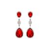 Image 1 : Rhodium Plated Red Crystal Rhinestone Chandelier Drop Dangle Earrings