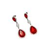 Image 3 : Rhodium Plated Red Crystal Rhinestone Chandelier Drop Dangle Earrings