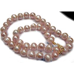 11-12mm Natural Pink South Sea Pearls 14kt Gold 18" Necklace