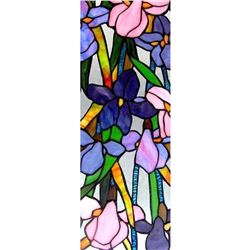 Tiffany-Style Stained Glass Window Panel, Iris Flowers