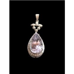 20Ct. One of a Kind, Designer signed, r bianco 18kt White Gold and diamond pendant. Teardrop mount h