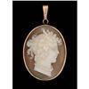 Image 1 : A Carved Shell Cameo Brooch in 14k Gold Pendant