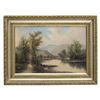 Image 2 : Framed Oil On Canvas Painting Landscape With Cabin