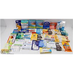 BAG OF VARIOUS LIP BALMS, COLD SORE CREAMS, ORAJEL
