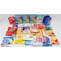 BAG OF VARIOUS LIP BALMS, COLD SORE CREAMS, ORAJEL