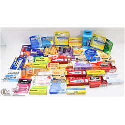 BAG OF VARIOUS LIP BALMS, COLD SORE CREAMS, ORAJEL