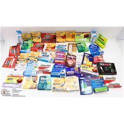 BAG OF VARIOUS LIP BALMS, COLD SORE CREAMS, ORAJEL