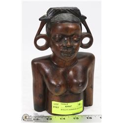 WOOD FERTILITY GODDESS STATUE, 8" TALL