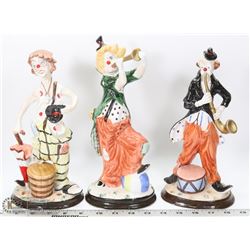 SET OF 3 PORCELAIN CLOWNS