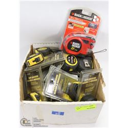 BOX OF ASSORTED TAPE MEASURES