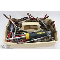 TOOL CADDY FULL OF PLIERS AND MORE