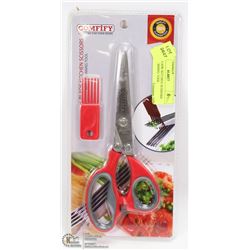NEW 5 BLADE KITCHEN SCISSORS WITH CLEANING TOOL