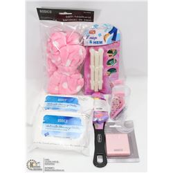 BAG OF BATH AND BEAUTY ACCESSORIES