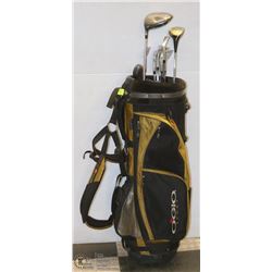 OGIO SPORT GOLF BAG WITH 8 ASSORTED CLUBS