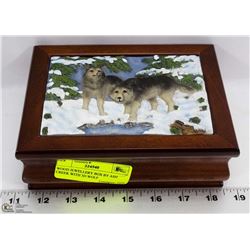 WOOD JEWELRY BOX BY ASH CREEK WITH 3D WOLF