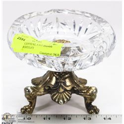 VINTAGE CRYSTAL AND BRASS PLATED ASHTRAY