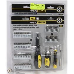 LOT OF 2- 64 PIECE ULTIMATE SCREWDRIVER SETS