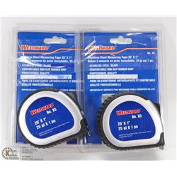 LOT OF 2 WESTWARD 25' TAPE MEASURES