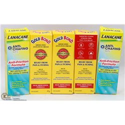 LOT OF 5 ASSORTED ITCH CREME INCL LANACANE & GOLD