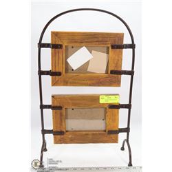METAL & RUSTIC WOOD DOUBLE PICTURE FRAME