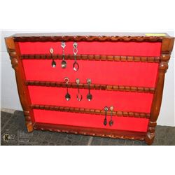 WOOD & VELVET COLLECTOR SPOON RACK WITH SPOONS