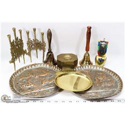 BOX OF MISC METAL PIECES.