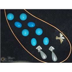 FASHION EARRINGS LOT OF 5 PAIRS AND NECKLACE