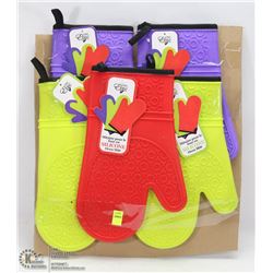 5 SILICONE OVEN MITTS