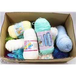 BOX FULL OF ASSORTED  YARN  - HOUSEHOLD