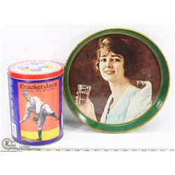 VINTAGE CRACKER JACK TIN & COCA COLA TRAY