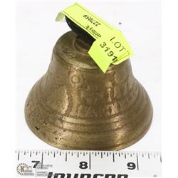 ANTIQUE BRASS BELL MARKED 1878.
