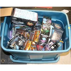TOTE OF DECK BOXES FOR ASSORTED GAMES, DECK