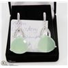Image 1 : #12-GREEN CHALCEDONY & CZ  GEMSTONE EARRINGS