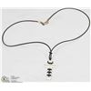 Image 1 : STERLING SILVER CROSS ON BLACK CORD NECKLACE.