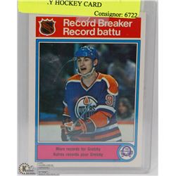 RECORD BREAKER WAYNE GRETZKY HOCKEY CARD