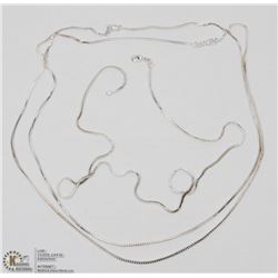 LOT OF 3 STERLING SILVER BOX CHAINS