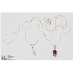 2 STERLING NECKLACES W/ SWAROVSKI PENDANTS -
