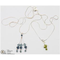 2 STERLING NECKLACES W/ SWAROVSKI PENDANTS -