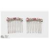 Image 1 : 2 HAIR COMBS WITH PINK CRYSTALS.